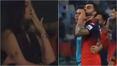 Anushka Sharma blows a kiss to Virat Kohli after RCB’s win; couple’s sweet stadium moment goes viral