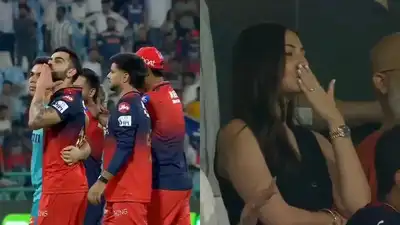 वॉच: विराट कोहली, अनुष्का शर्मा एक्सचेंज चुंबन आरसीबी के रिकॉर्ड चेस बनाम एलएसजी के बाद चुंबन