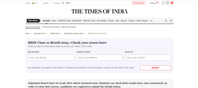 Rajasthan Board Class 10th result declared 2025: Direct link to check on TOI portal
