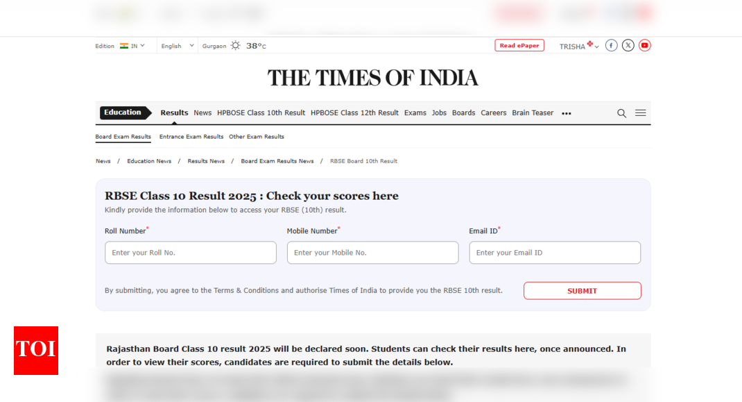 Rajasthan Board 10th Result 2025 Declared: How to Check Online
