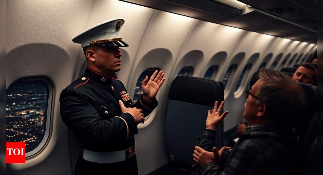 'I just knew he was up to something crazy': Hero marine tackles passenger trying to open plane door mid-flight