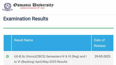 OU Results 2025: Osmania University declares April- May 2025 UG results for B.Sc, BBA, BA, and B.Com programmes – Times of India