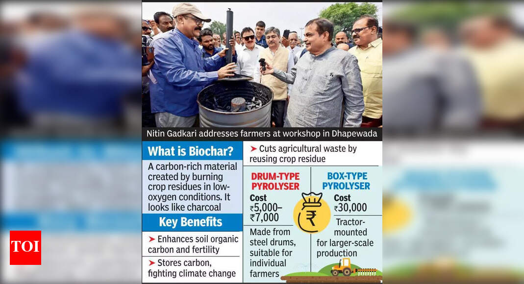 Gadkari Urges Farmers to Use Biochar, Mechanization for Higher Yields