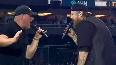 Fans go wild as Pat McAfee surprises crowd with Renegade duet alongside Jelly Roll in Pittsburgh