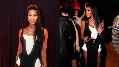 Naomi Campbell turns 55 in a sculptural Mugler gown that redefines monochrome drama