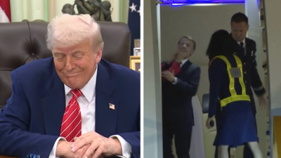 'Make sure the door remains closed': Trump gives marital advice to Macron after viral video of wife shoving him