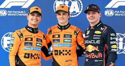  Oscar Piastri tops, Lando Norris joins him in number 2 spot on podium, Max Verstappen finishes third