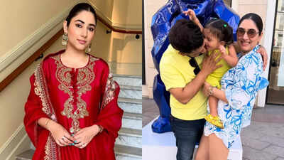 Disha Parmar dresses up in desi look for a wedding in Cannes accompanied by husband Rahul Vaidya and baby girl Navya