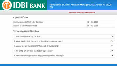 IDBI JAM admit card 2025 released at idbibank.in for June 8 exam, download here