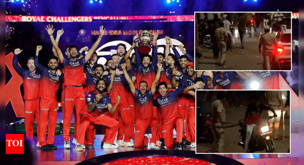 Watch: RCB title celebrations go wild as police forced to use lathis on jubilant supporters
