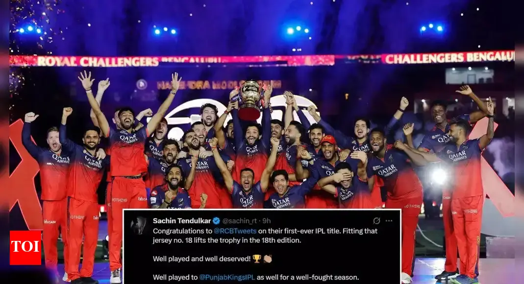 'Fitting that jersey No 18 lifts the trophy': Sachin Tendulkar congratulates RCB for IPL triumph