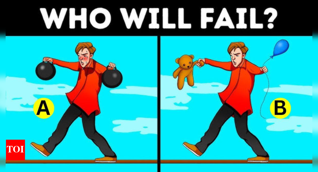 Optical Illusion: Only the smartest person can tell who will fall while walking the rope | – Times of India