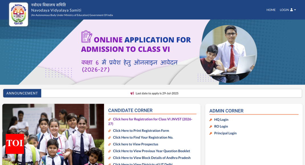 JNVST Class 6 Admissions 2026: Registration Open