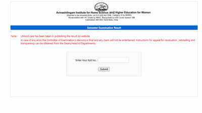 Avinuty Result 2025: Avinashilingam Institute declares UG, PG, PG-Diploma & Ph.D. results at avinuty.ac.in; students can direct link here – Times of India