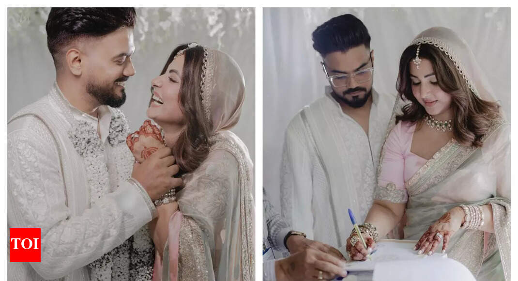 Hina Khan: Amidst her battle with stage 3 breast cancer, Hina Khan ties the  knot with boyfriend Rocky Jaiswal; Ekta Kapoor, Ankita Lokhande, Bipasha  Basu congratulate the couple | - Times of India