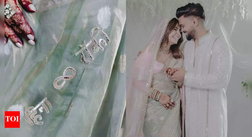 Hina Khan’s Manish Malhotra wedding saree had her and Rocky’s names embroidered in Devanagari – Times of India