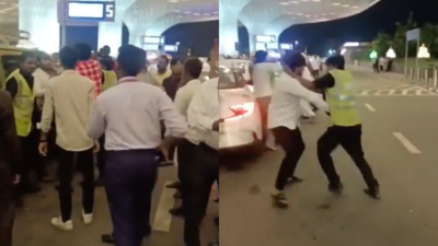 Three held as video of cab drivers fighting with Mumbai airport staff goes viral