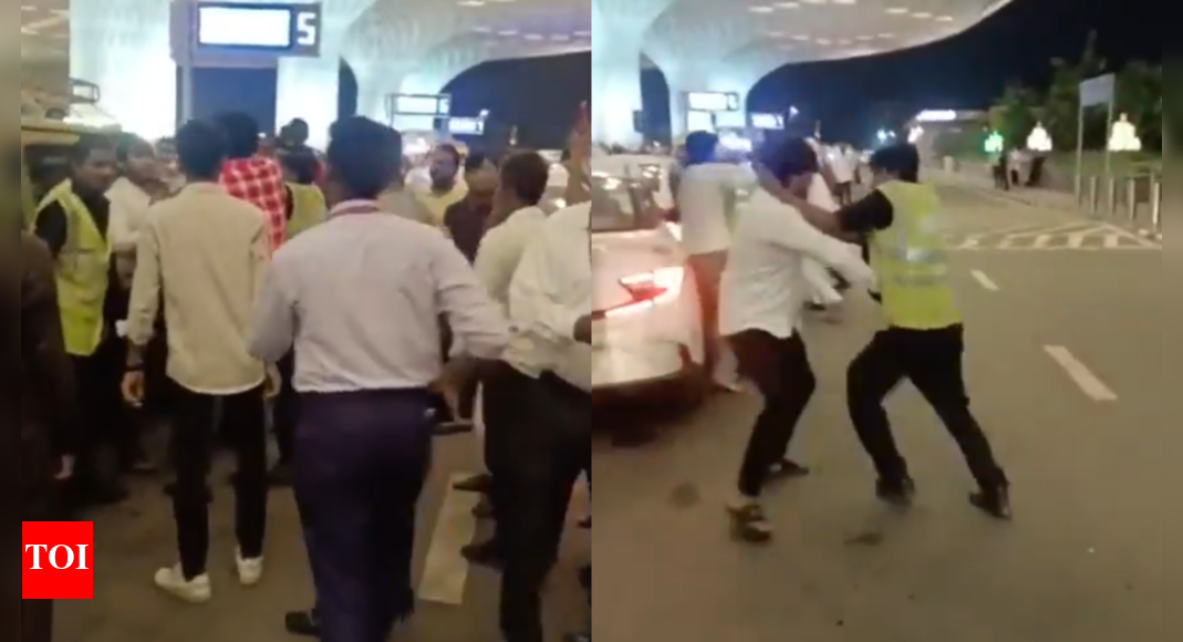 Three held as video of cab drivers fighting with Mumbai airport staff goes viral | India News