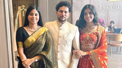 At Kuldeep Yadav's engagement celebration, Priya Saroj, a Samajwadi Party MP, showcased timeless elegance by opting for a black-and-gold saree. Eschewing current trends, her choice highlighted the beauty of Indian textiles and craftsmanship. Priya's refined look served as a reminder that traditional weaves can be impactful and modern when styled with intention, celebrating India's rich heritage. Rinku Singh's would-be-bride, Priya Saroj looks elegant in a black-gold saree at Kuldeep Yadav’s engagement bash