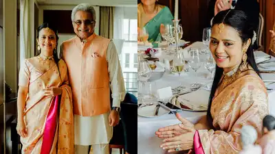 TMC MP Mahua Moitra and senior advocate Pinaki Misra exchanged vows in an intimate Berlin ceremony, prioritizing privacy over publicity. Moitra donned a custom Parigul saree, a pale pink Varanasi brocade with intricate floral details, while Misra sported a matching handwoven silk bundi jacket. The understated celebration highlighted Indian craftsmanship and a modern aesthetic, reflecting the couple's shared values. Mahua Moitra marries Pinaki Misra in Berlin wearing a dreamy Varanasi brocade saree