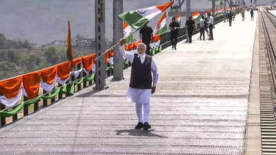 . Watch: PM Modi waves national flag atop Chenab Bridge; inaugurates world’s highest rail arch