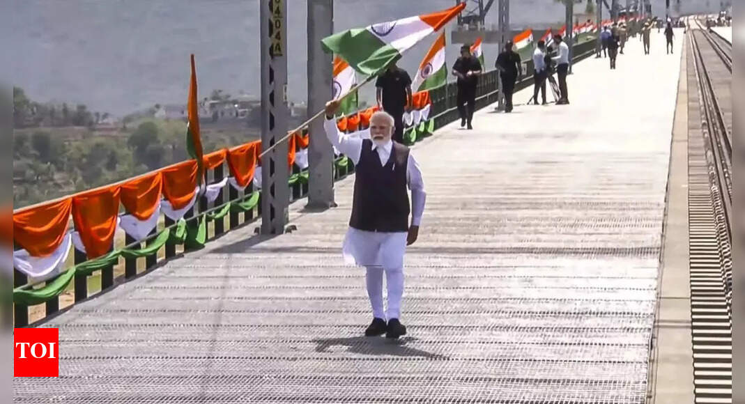 Watch: PM Modi waves national flag atop Chenab Bridge; inaugurates world’s highest rail arch