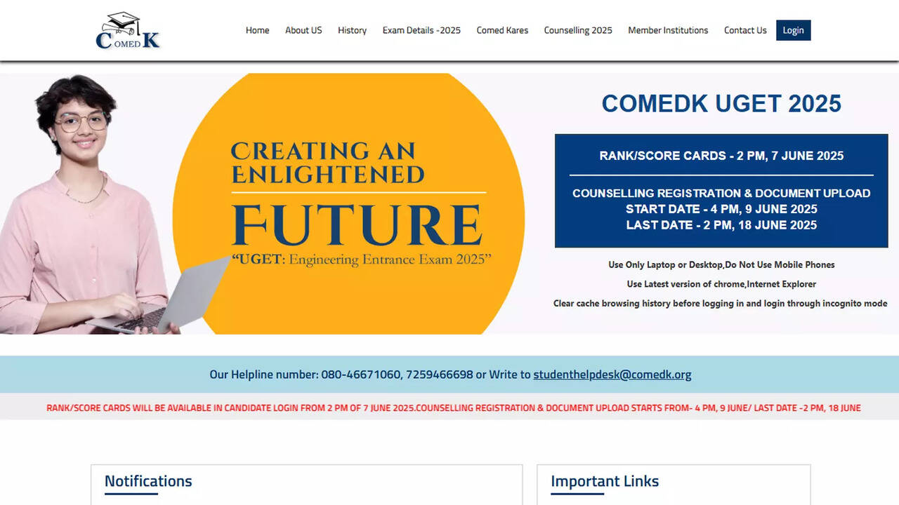 COMEDK UGET 2025 Results Declared: Topper List, Counselling Dates, and Key Updates 2 COMEDK UGET 2025 results out at comedk.org; online counselling from June 9 - Times of India
