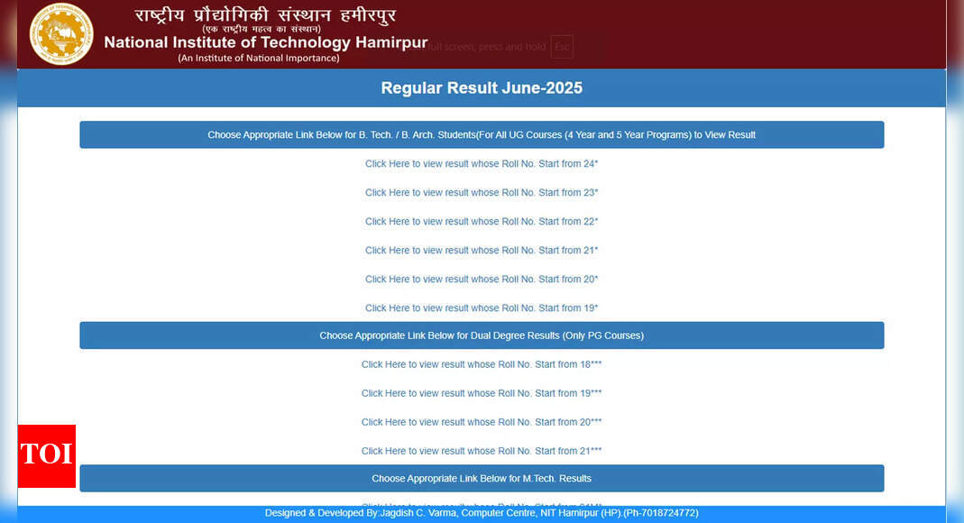 NITH result: National Institute of Technology Hamirpur announces June 2025 results for UG and PG courses at results.nith.ac.in