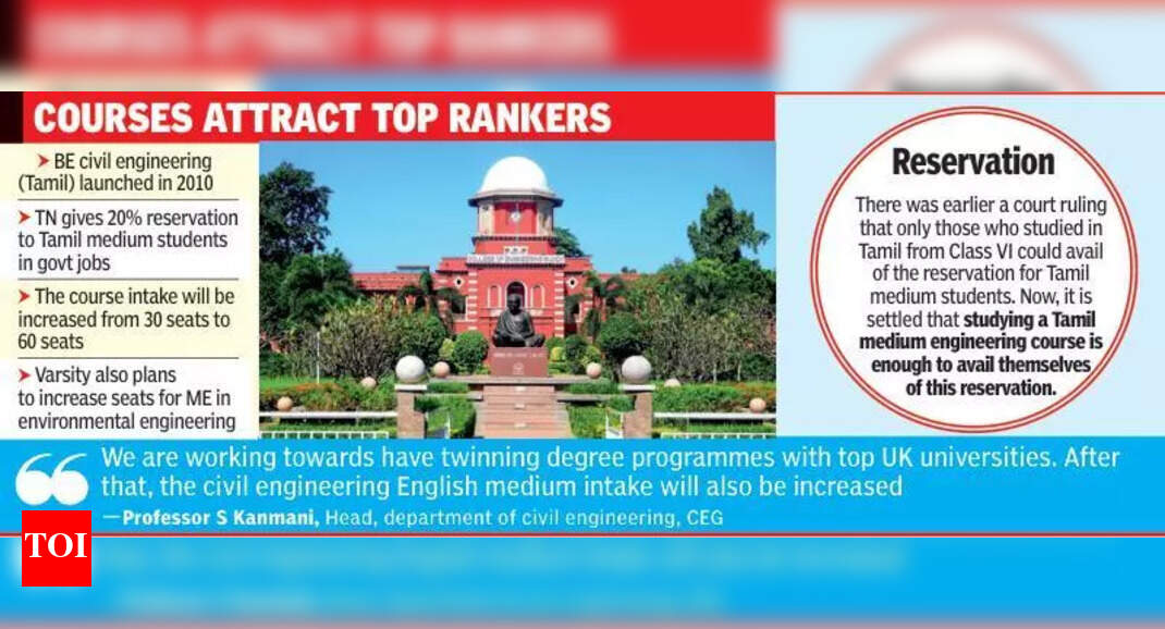 Anna University to Double Civil Engineering Intake in Tamil Medium