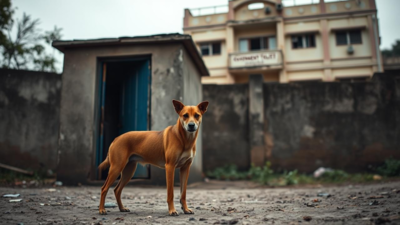 This is a representative AI image MP shocker: Dog drags newborn from hospital toilet in its jaws; probe begins