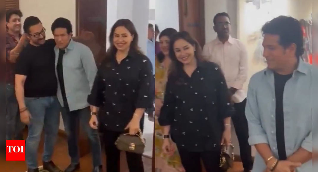 Sachin Tendulkar and wife Anjali Tendulkar join Aamir Khan for a joyful evening; reaction of ‘Sitaare Zameen Par’ cast goes viral: WATCH | Hindi Movie News – Times of India
