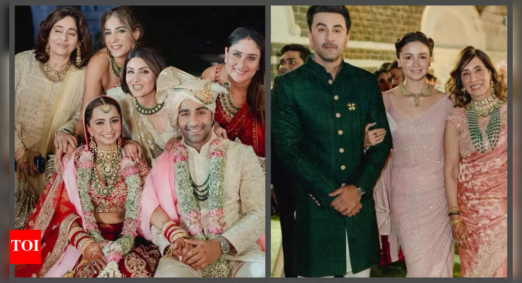 Kareena Kapoor flaunts sindoor, Alia Bhatt and Ranbir Kapoor serve couple goals in UNSEEN wedding photos of Adar Jain and Alekha Advani | – Times of India