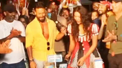 Tiger Shroff celebrates Sonam Bajwa's 'first step' into Hindi cinema on the sets of 'Baaghi 4'