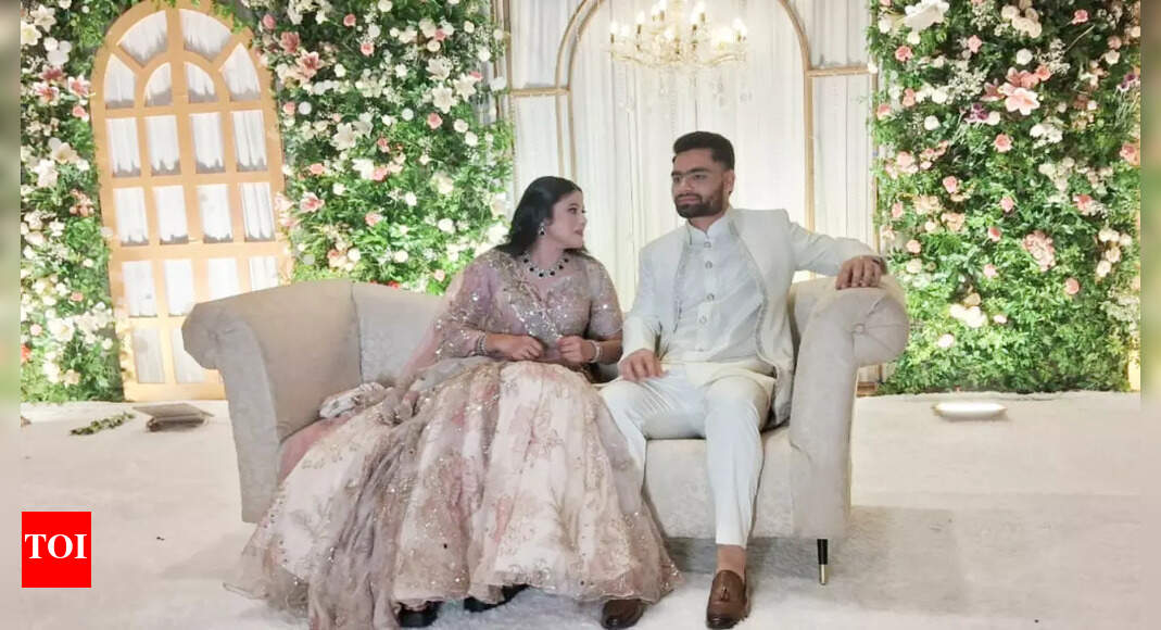 Priya Saroj’s dreamy pink lehenga, Rinku Singh’s white sherwani: Celebrity couple serve major style goals at their engagement – Times of India