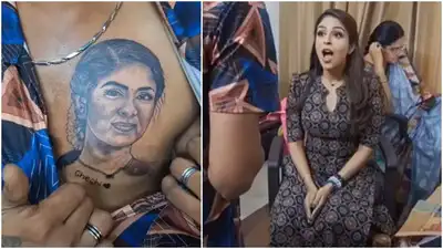Makeup artist tattoos Malavika Wales’ portrait on chest as birthday gift; Actress calls it ‘A dreamlike surprise’
