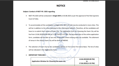 NEET PG 2025 revised schedule released: Check list of important dates here – Times of India