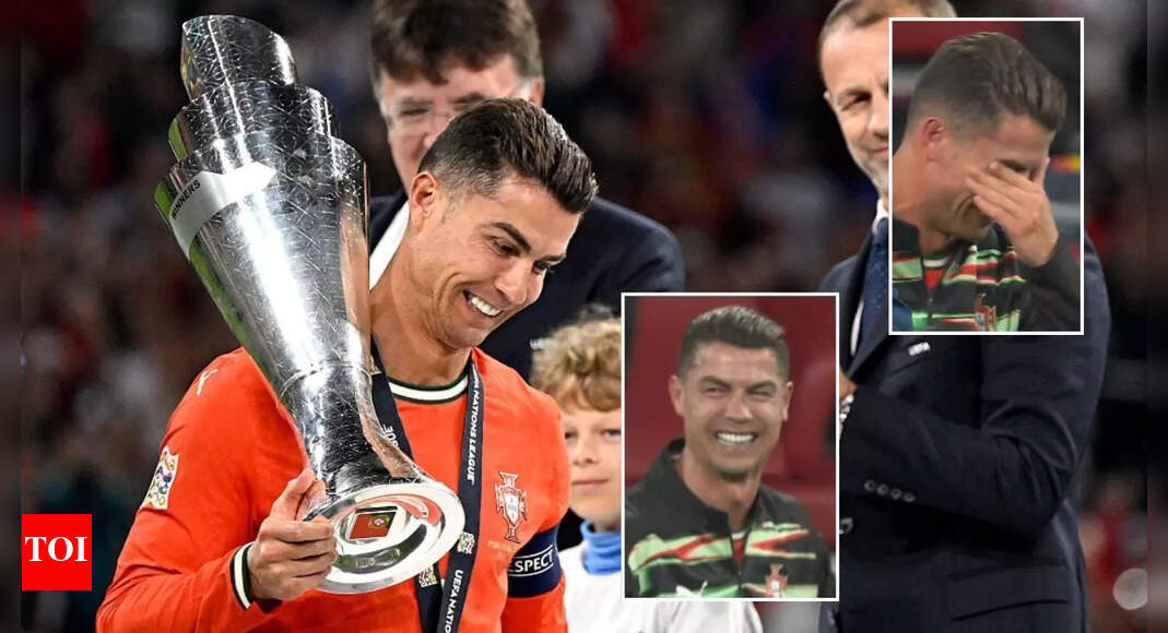 Watch: Cristiano Ronaldo breaks down in tears, falls to knees after Portugal beat Spain in Nations League final