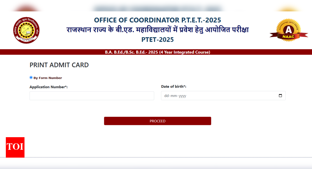 Rajasthan PTET admit card 2025 released at ptetvmoukota2025.in: Direct link to download hall tickets here – Times of India