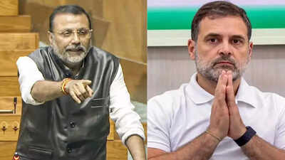 BJP MP Nishikant Dubey (left) and Rahul Gandhi/ File photos 'Should China-Nehru link be investigated?': BJP MP Nishikant Dubey slams Rahul Gandhi; asks if 1962 war was 'imposed'