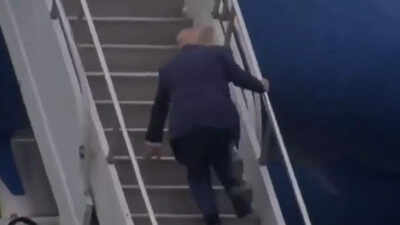 Karma on the stairs? Trump stumbles months after ridiculing Biden’s slip