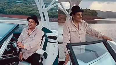 Dharmendra’s speedboat video goes viral, Fans praise his energy, Sunny showers love for his father