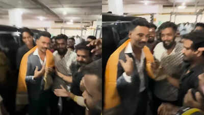 Dhanush requests his bouncers not to hurt fans as he gets mobbed at 'Kuberaa' promotional event in Mumbai with Nagarjuna Akkineni