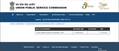 UPSC IES/ISS admit card 2025 released: Direct link to download hall tickets here – Times of India
