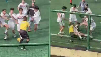  Football referee punches U-17 player in Brazil, brutal brawl breaks out in Sao Paolo
