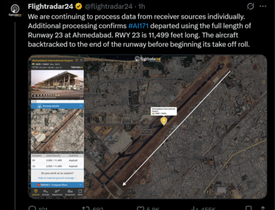 Flightradar has an update on 'safety protocol' followed by Boeing 787-8 Dreamliner Air India flight that crashed in Ahmedabad