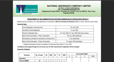 NICL AO registration window 2025 opens: Direct link to apply here – Times of India