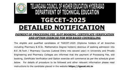 TS ECET 2025 counselling schedule released, registration begins tomorrow: Check complete details here – Times of India