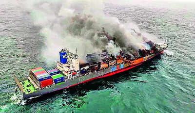 Ship fire: ICG, Navy and IAF execute high-risk operation; tow burning Singaporean ship away from coast