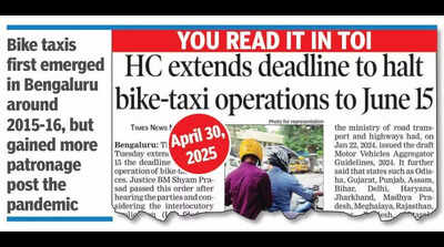 Karnataka government: Stop bike taxi operations or face action