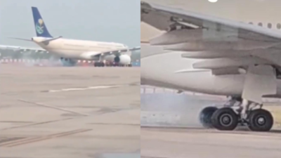 Smoke scare on Saudia Haj flight, hydraulic leak triggers emergency at Lucknow airport; watch video